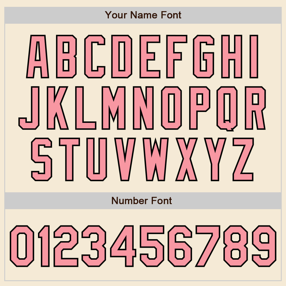 Custom Cream Medium Pink-Black Authentic Baseball Jersey view 4