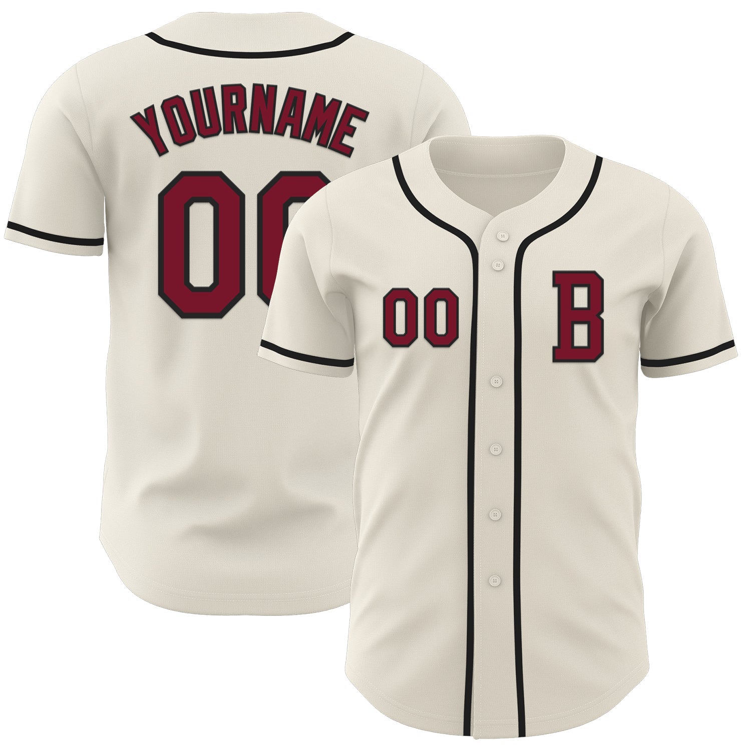 Custom Cream Crimson-Black Authentic Baseball Jersey - Main View