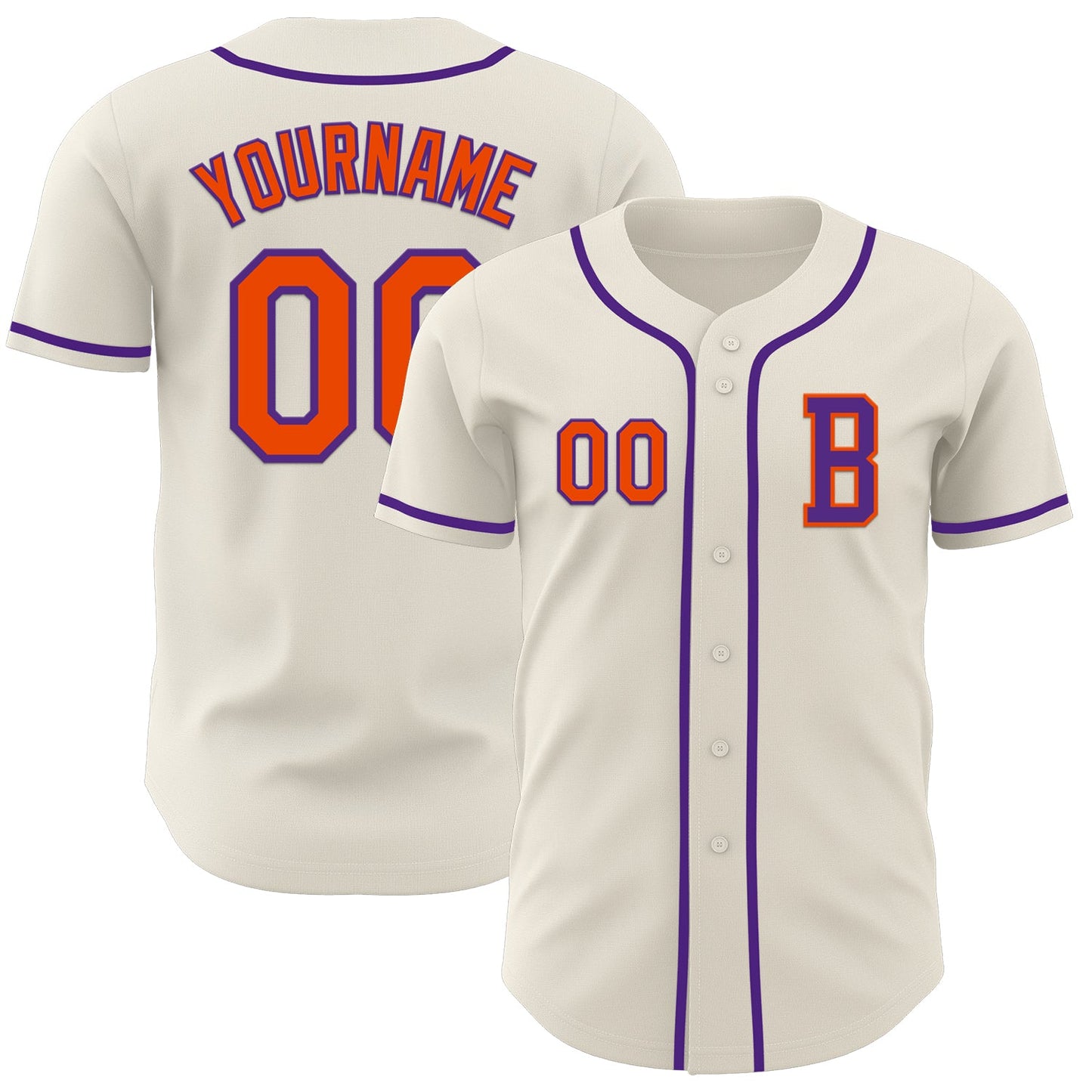 Custom Cream Orange-Purple Authentic Baseball Jersey - Main View