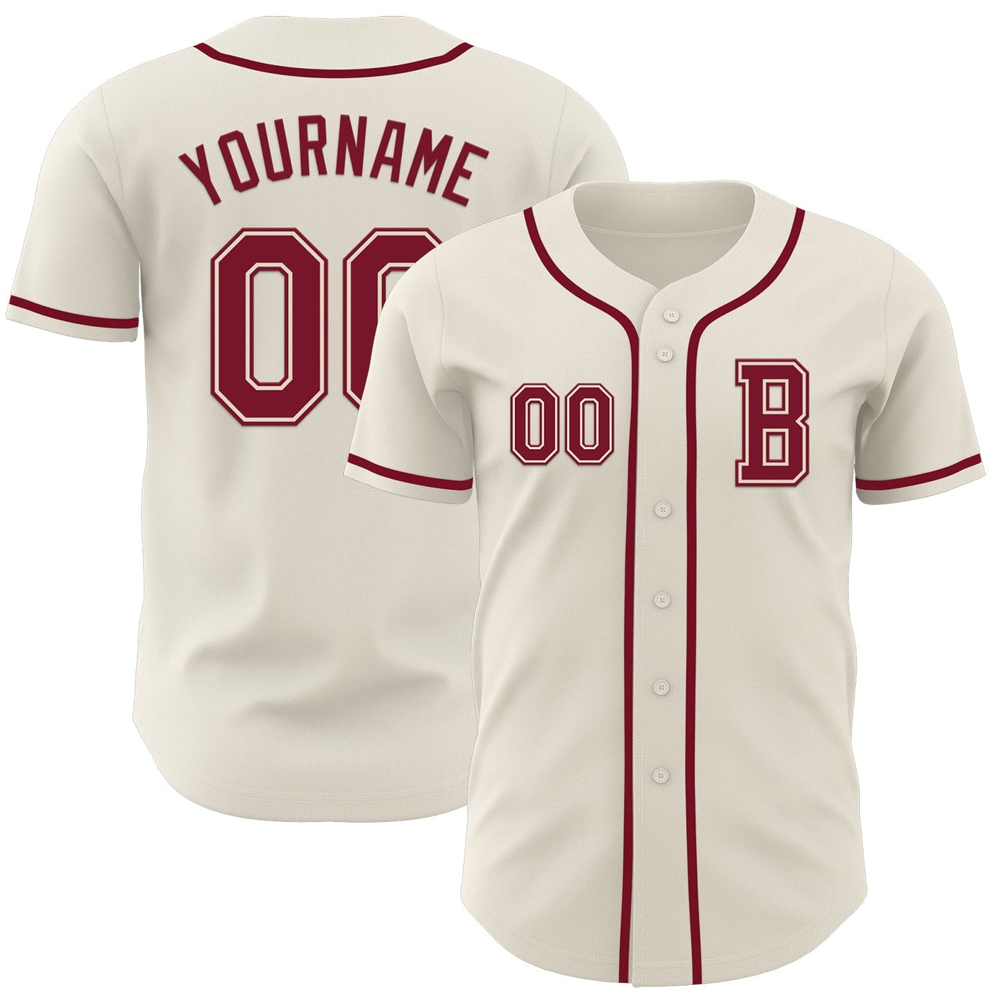 Custom Cream Crimson Authentic Baseball Jersey - Main View
