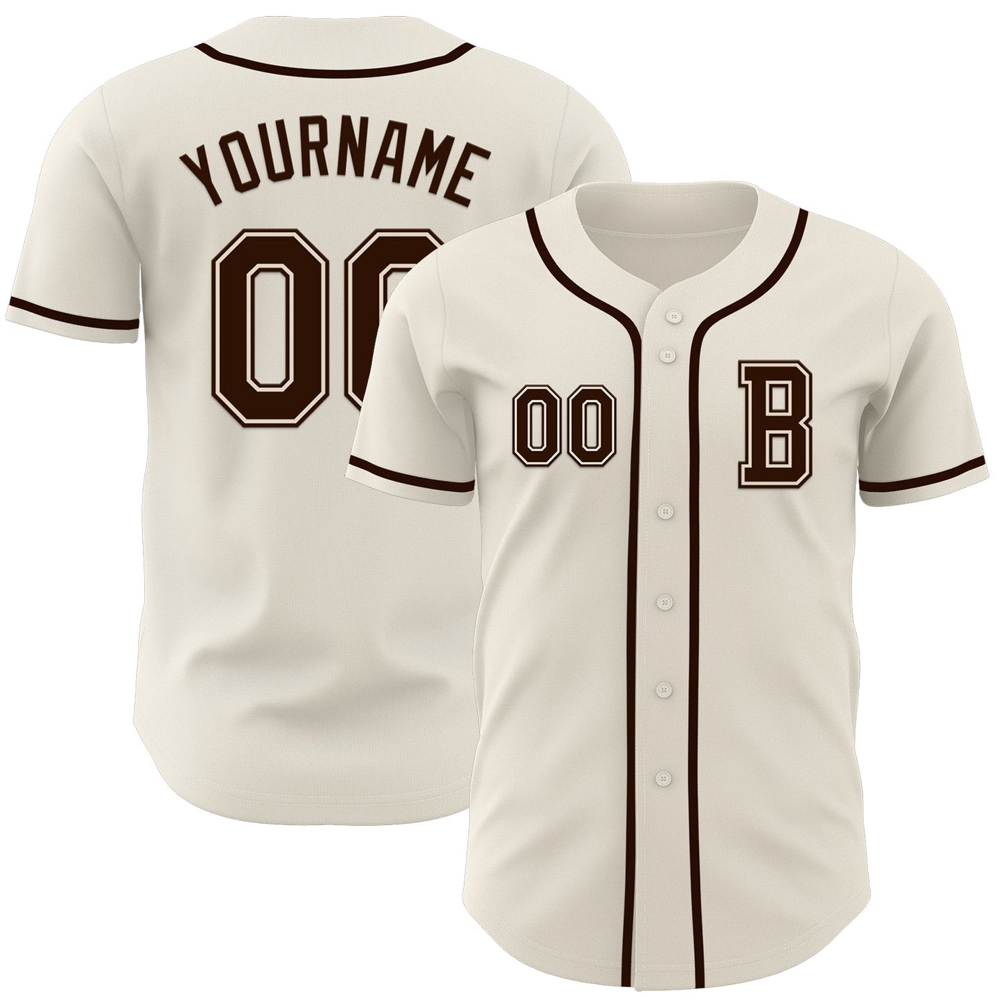 Custom Cream Brown Authentic Baseball Jersey - Main View