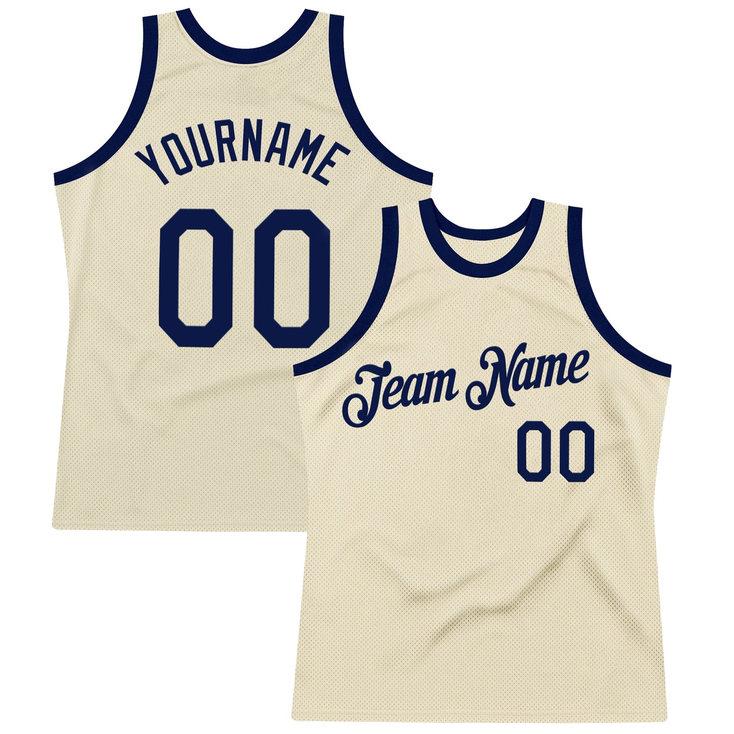 Custom Cream Navy Authentic Throwback Basketball Jersey - Main View
