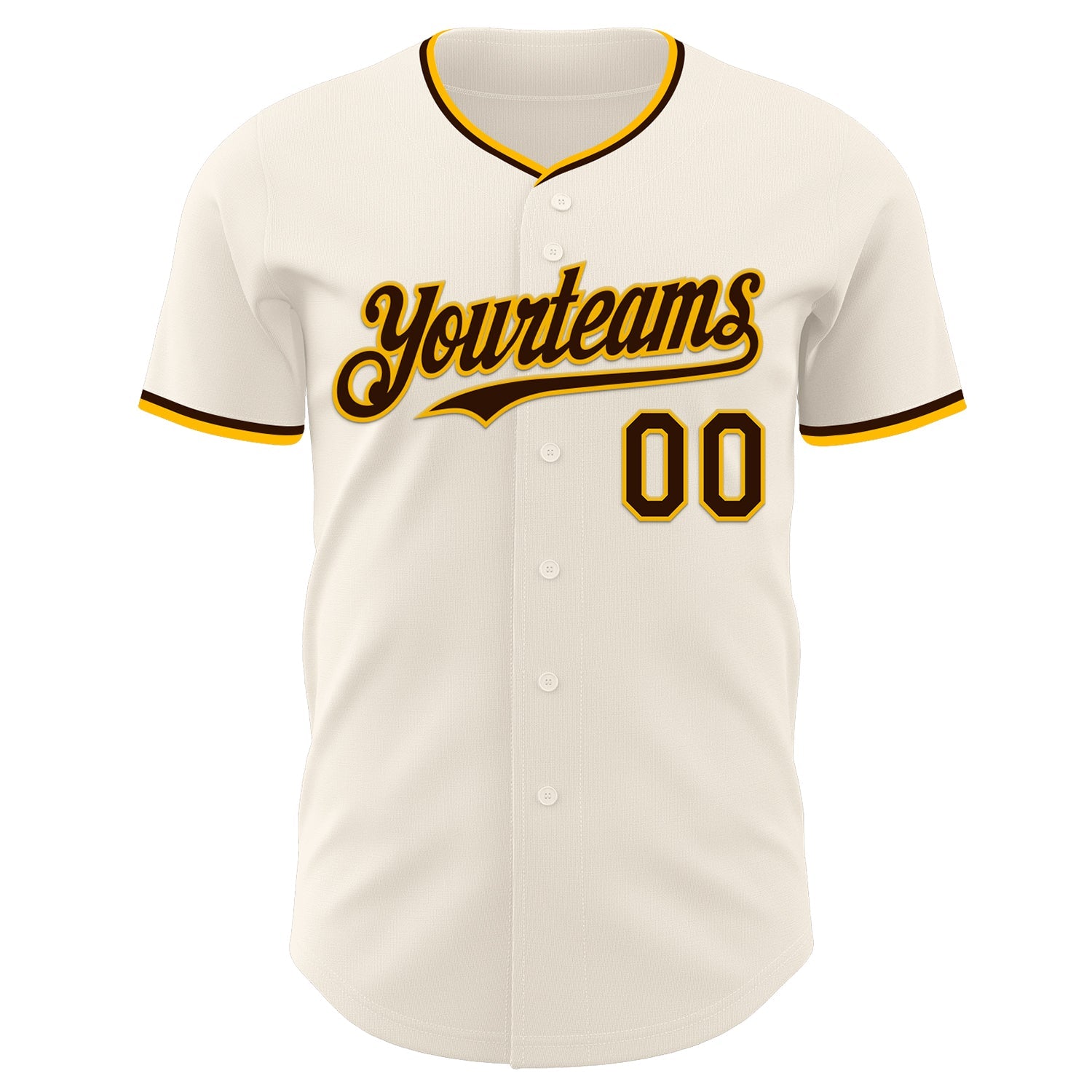 Custom Cream Brown-Gold Authentic Baseball Jersey view 2