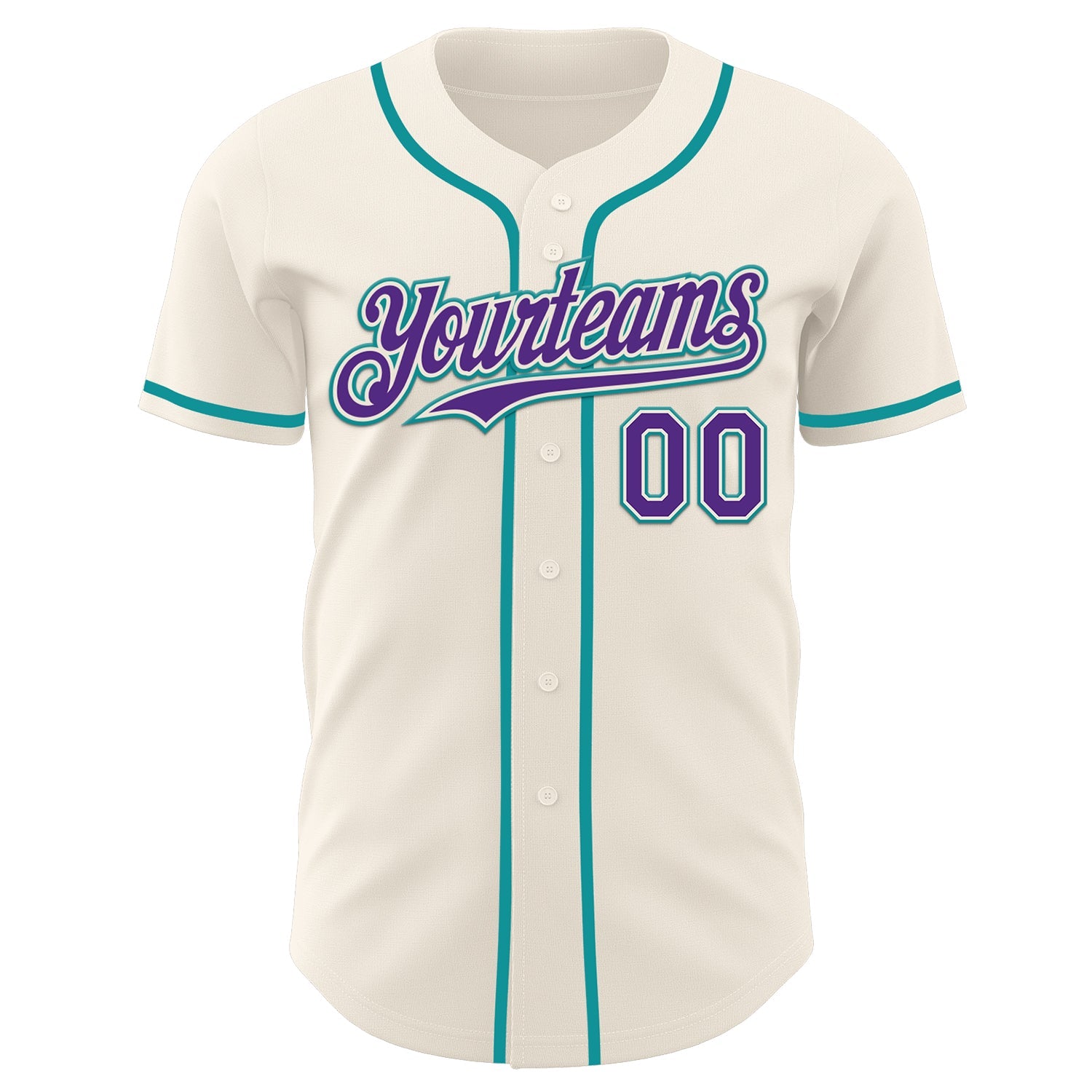 Custom Cream Purple-Teal Authentic Baseball Jersey view 2