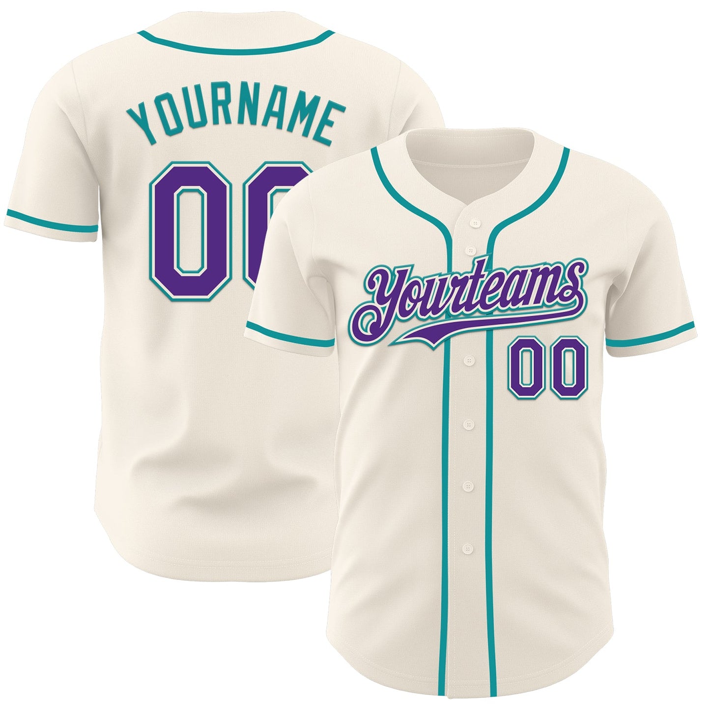 Custom Cream Purple-Teal Authentic Baseball Jersey - Main View