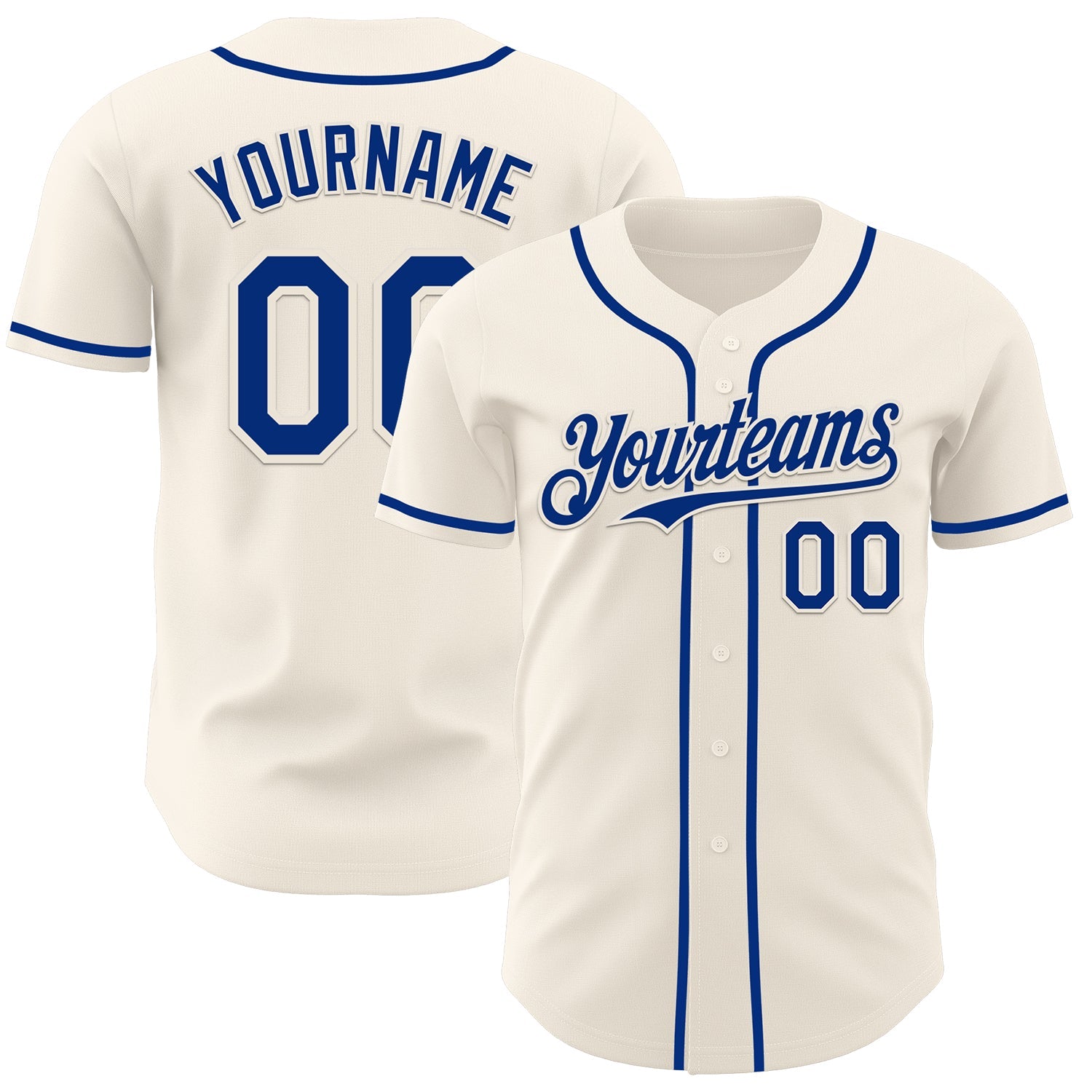 Custom Cream Royal Authentic Baseball Jersey - Main View