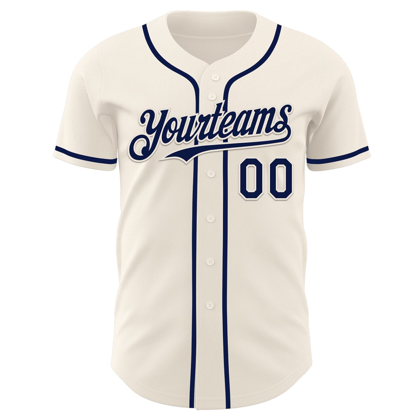 Custom Cream Navy Authentic Baseball Jersey view 2