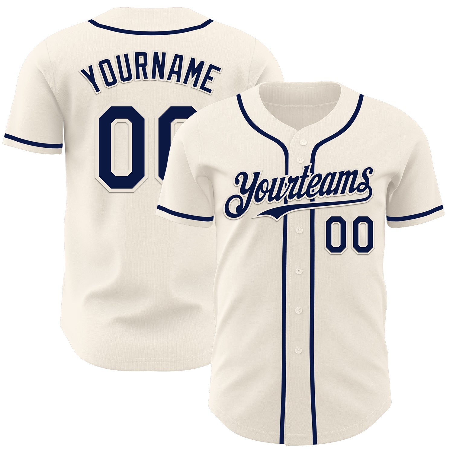Custom Cream Navy Authentic Baseball Jersey - Main View