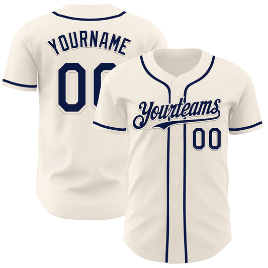 Custom Cream Navy Authentic Baseball Jersey - Main View