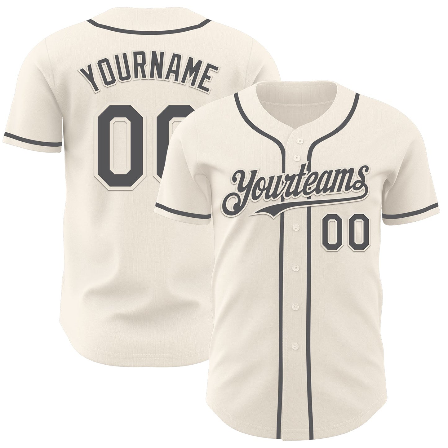 Custom Cream Steel Gray Authentic Baseball Jersey - Main View