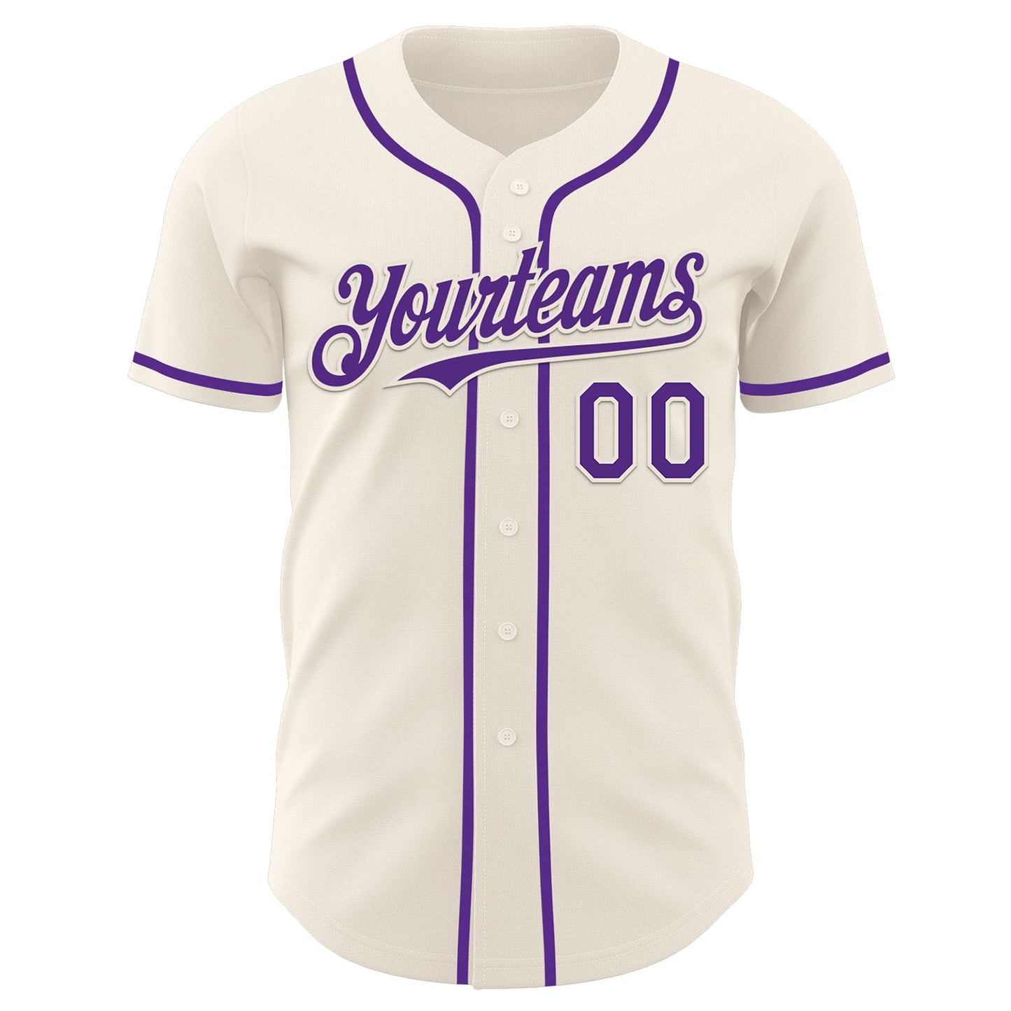 Custom Cream Purple Authentic Baseball Jersey view 2