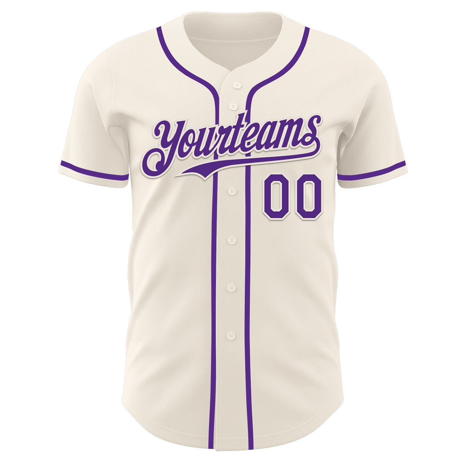 Custom Cream Purple Authentic Baseball Jersey view 2