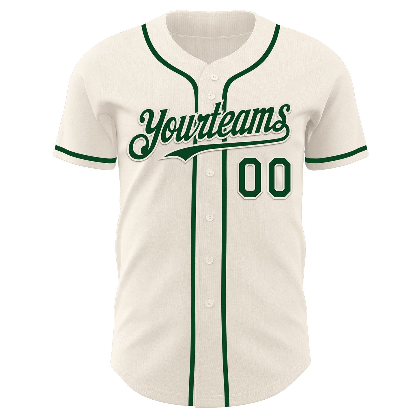 Custom Cream Green Authentic Baseball Jersey view 2