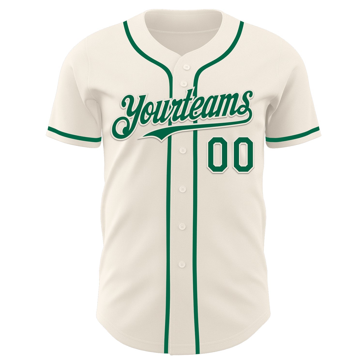 Custom Cream Kelly Green Authentic Baseball Jersey view 2