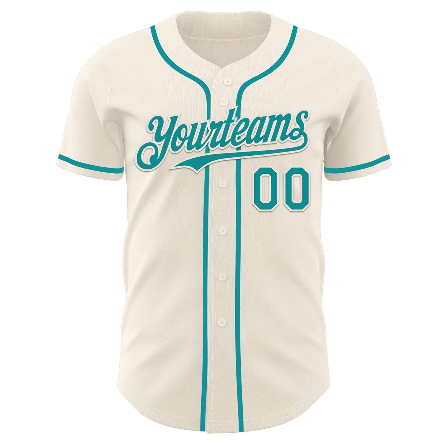 Custom Cream Teal Authentic Baseball Jersey view 2