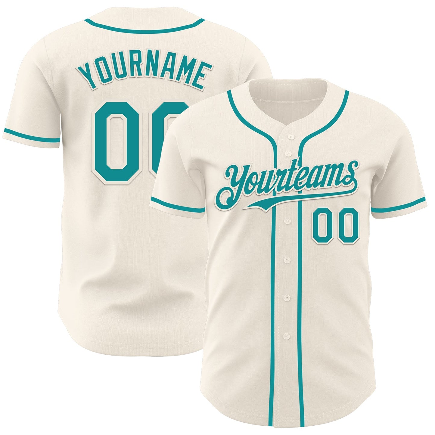 Custom Cream Teal Authentic Baseball Jersey - Main View