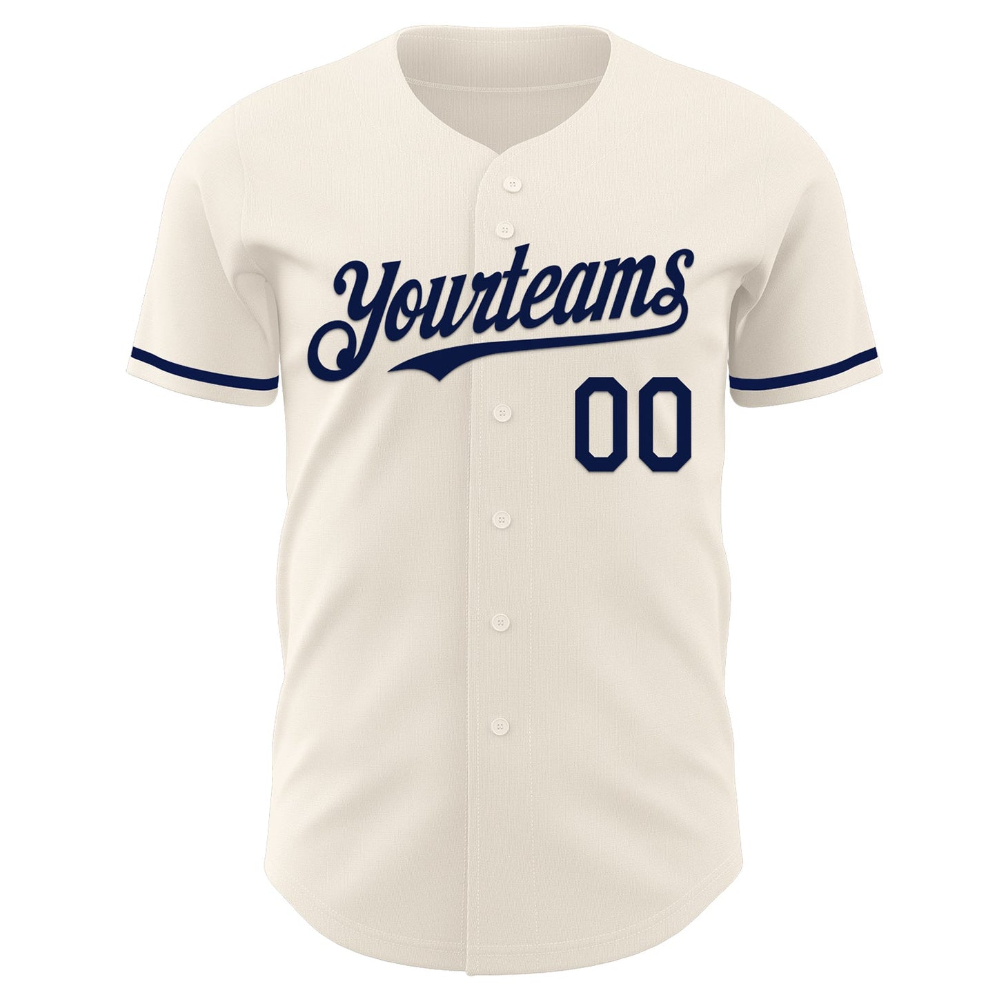 Custom Cream Navy Authentic Baseball Jersey view 2