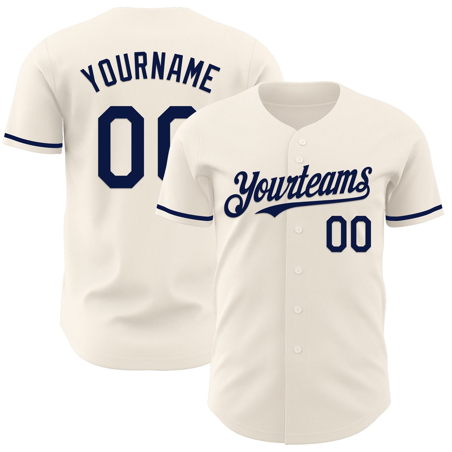 Custom Cream Navy Authentic Baseball Jersey - Main View