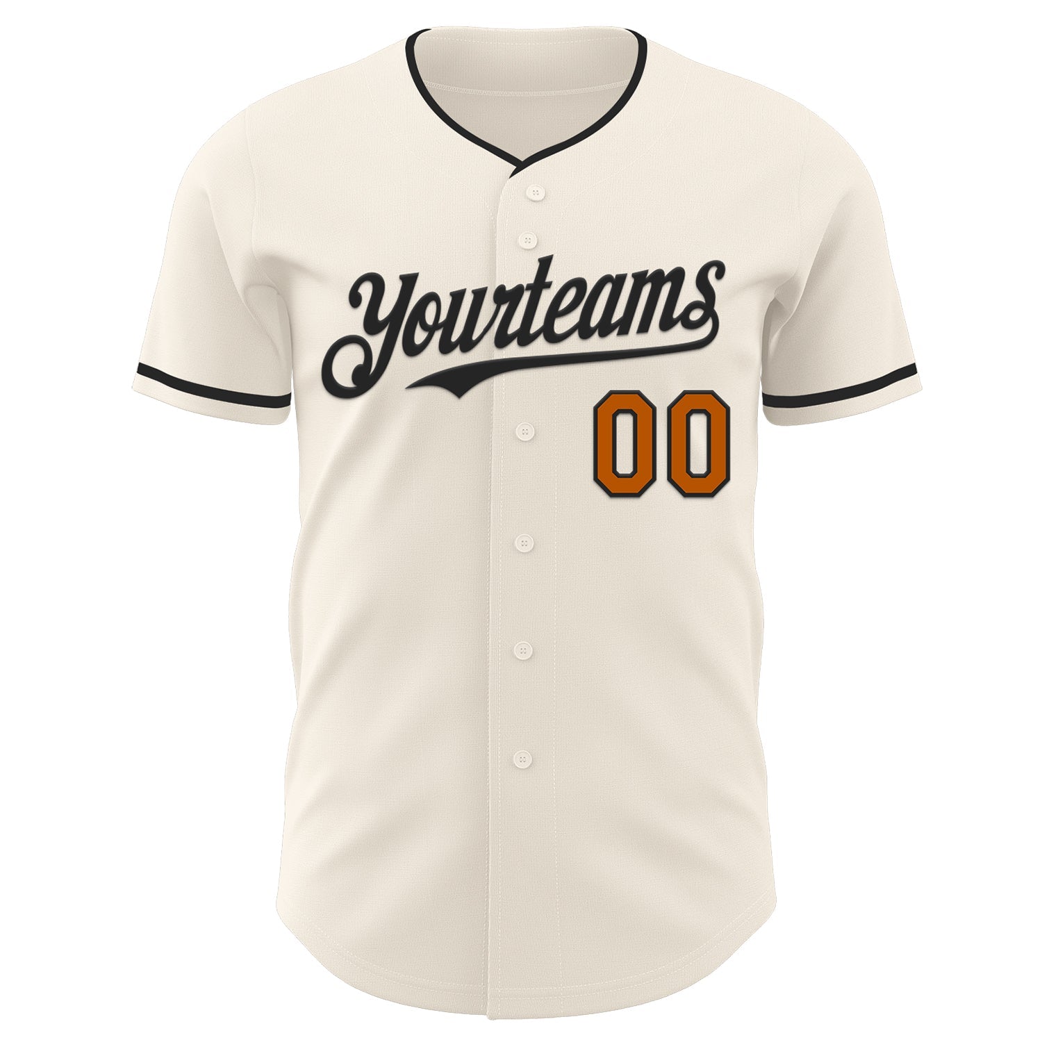 Custom Cream Texas Orange-Black Authentic Baseball Jersey view 2