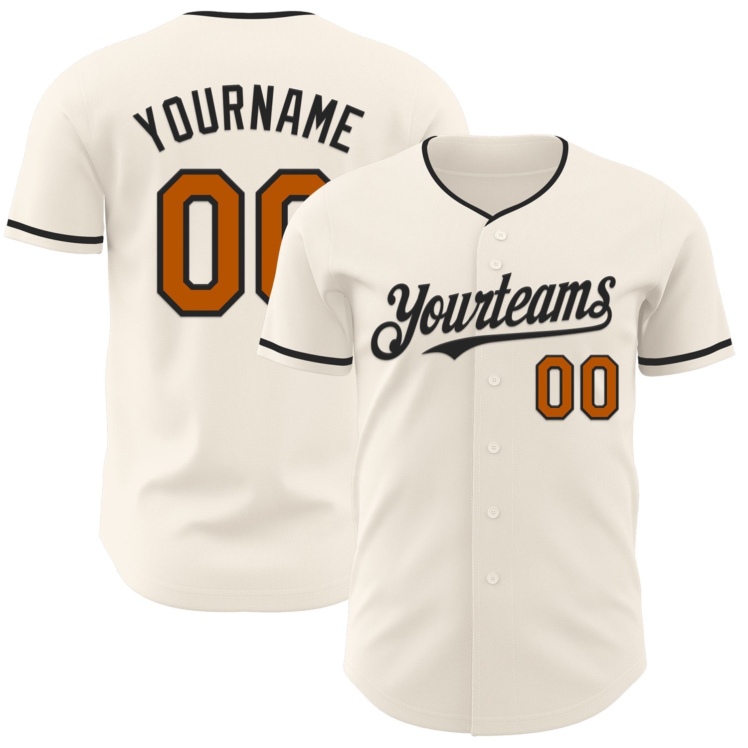 Custom Cream Texas Orange-Black Authentic Baseball Jersey - Main View