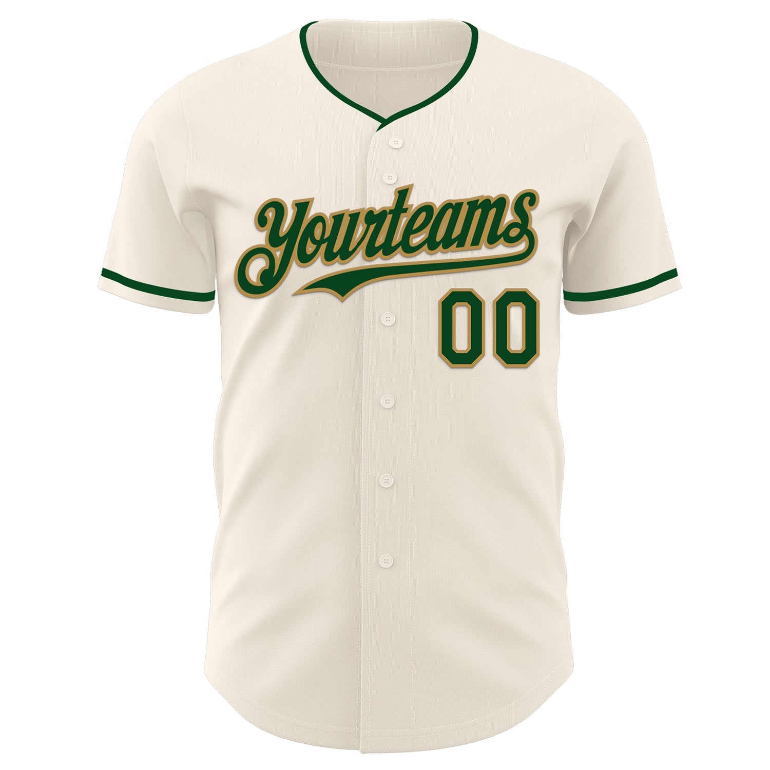 Custom Cream Green-Old Gold Authentic Baseball Jersey view 2