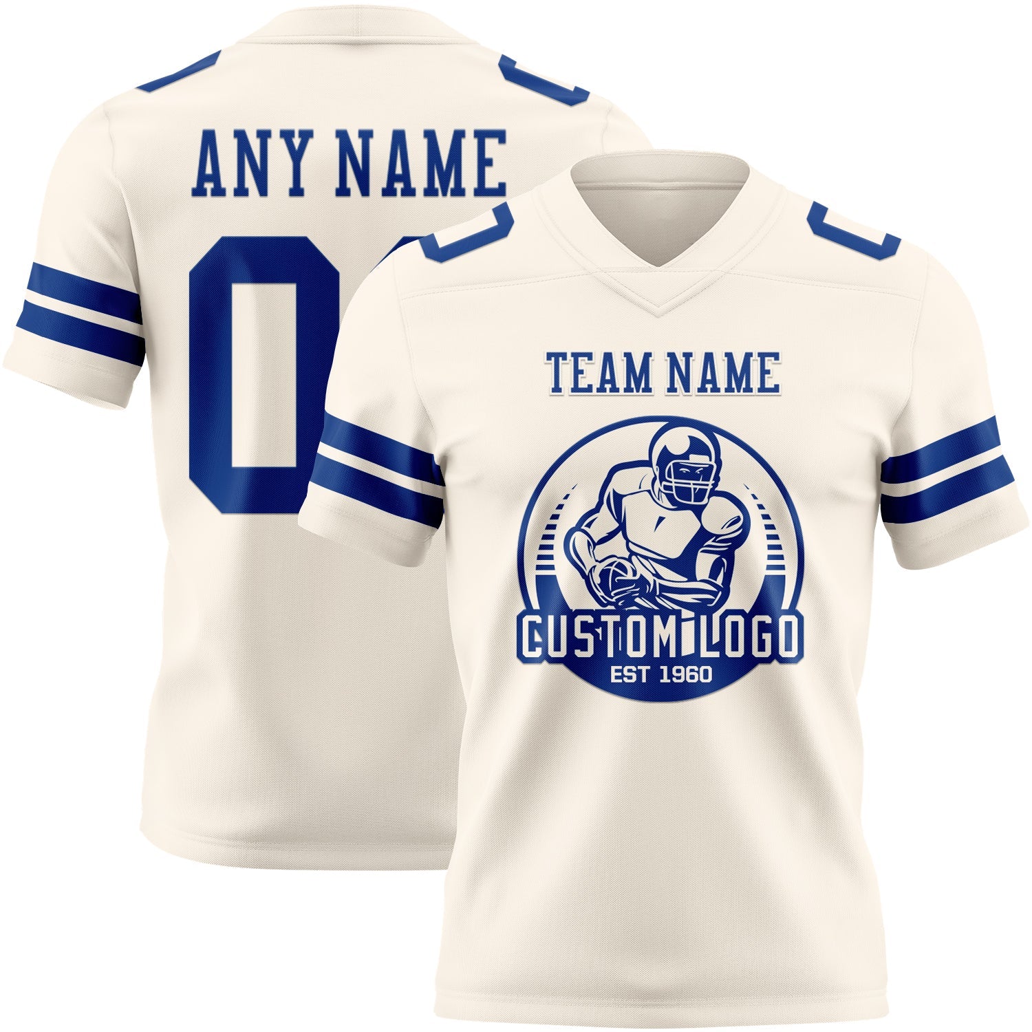 Custom Cream Royal Authentic Football Jersey view 2