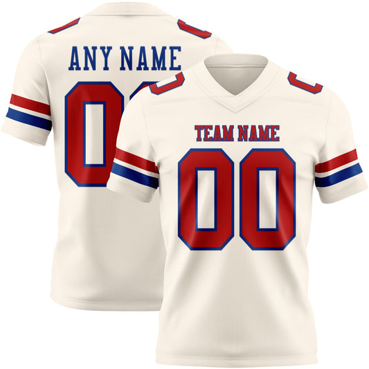 Custom Cream Red-Royal Authentic Football Jersey - Main View