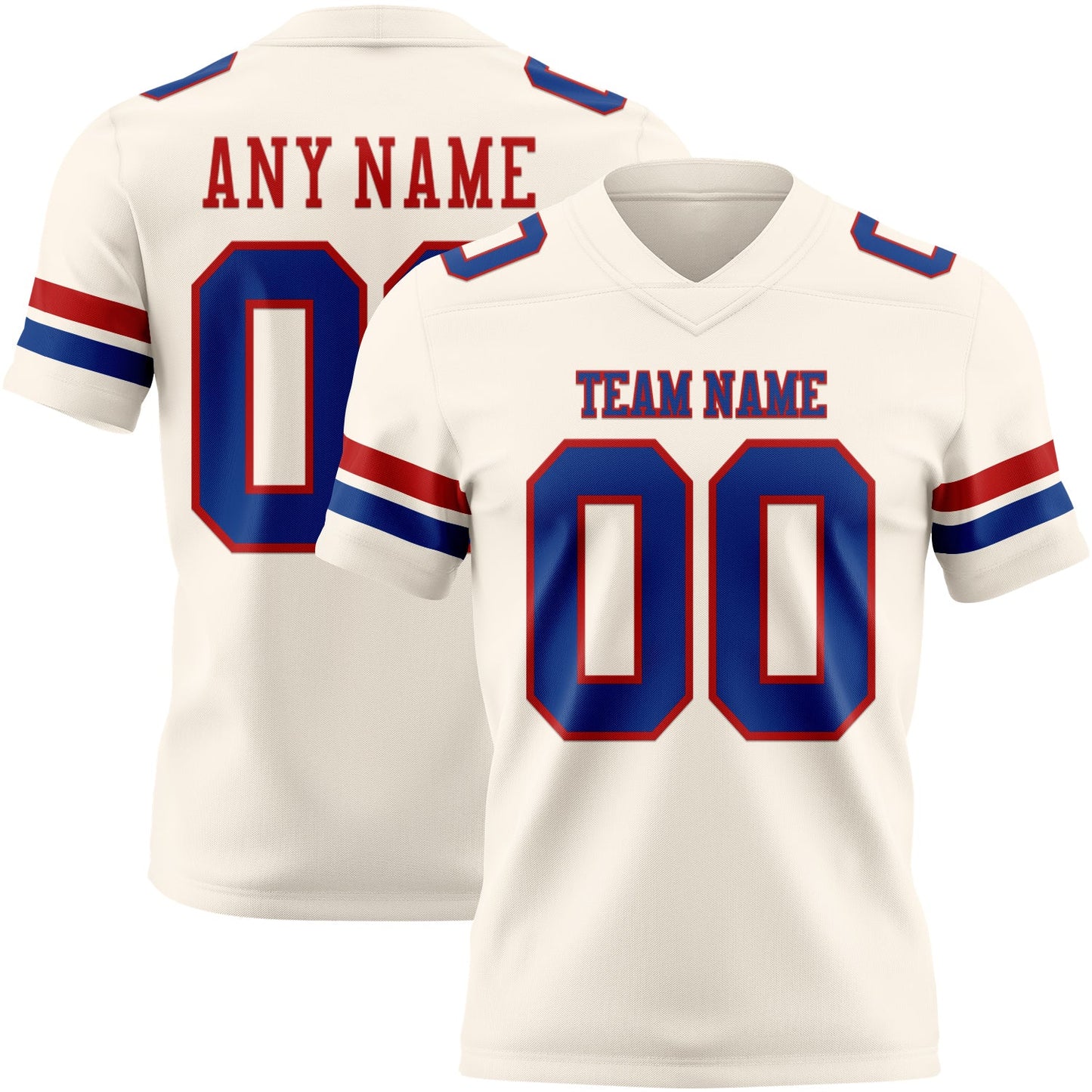Custom Cream Royal-Red Authentic Football Jersey - Main View