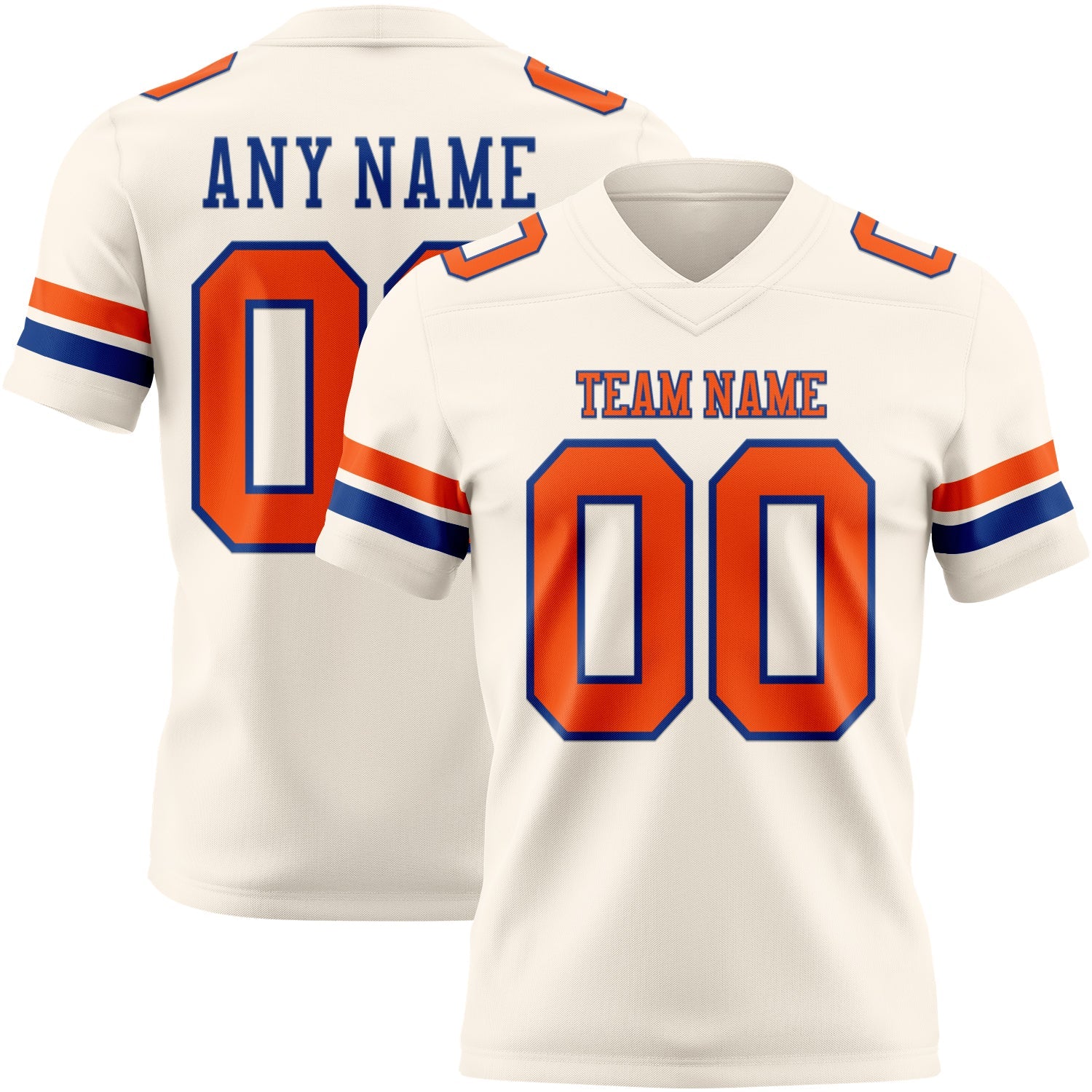 Custom Cream Orange-Royal Authentic Football Jersey - Main View