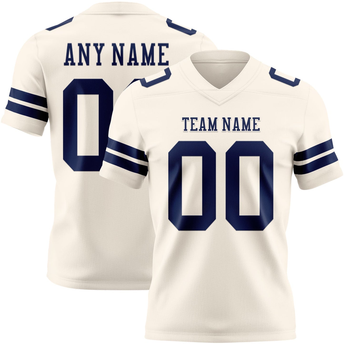 Custom Cream Navy Authentic Football Jersey - Main View