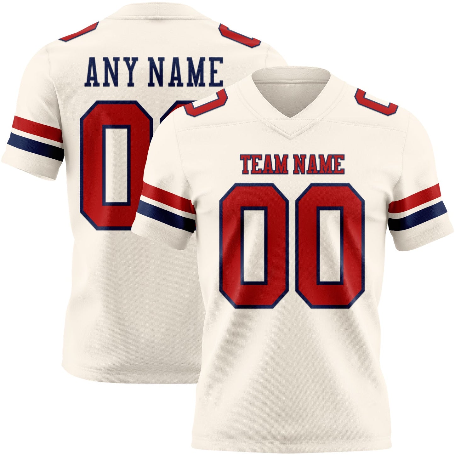 Custom Cream Red-Navy Authentic Football Jersey - Main View