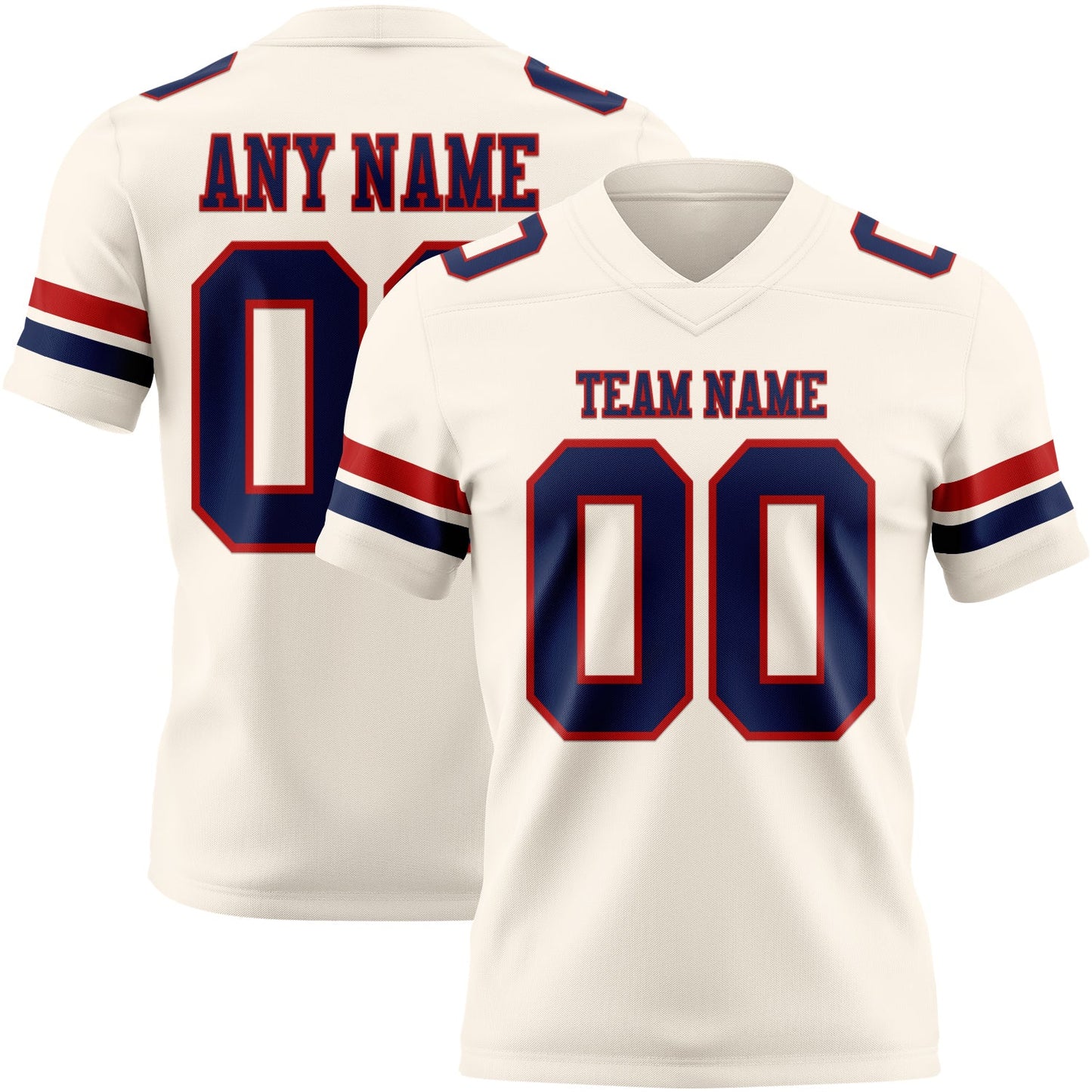 Custom Cream Navy-Red Authentic Football Jersey - Main View