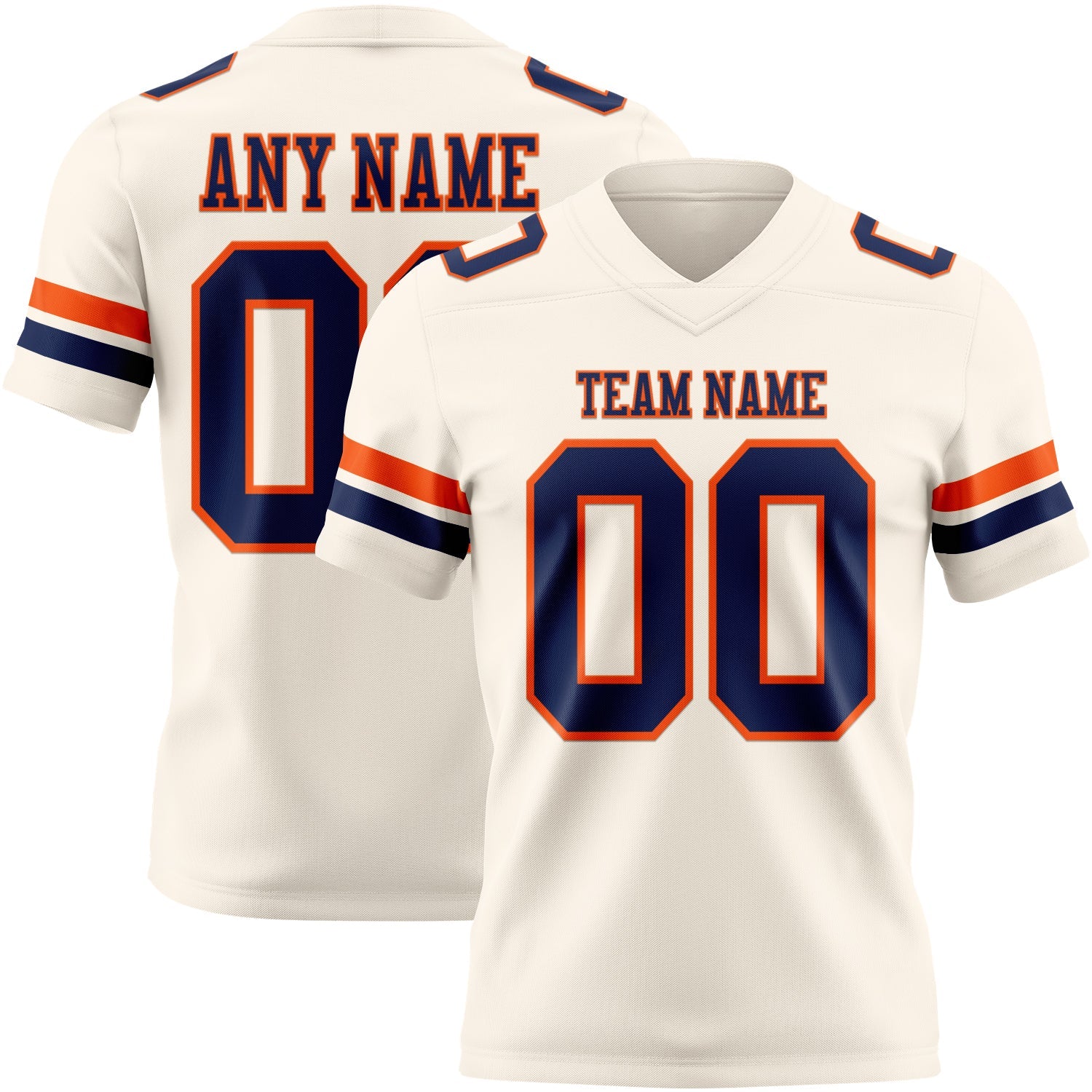 Custom Cream Navy-Orange Authentic Football Jersey - Main View
