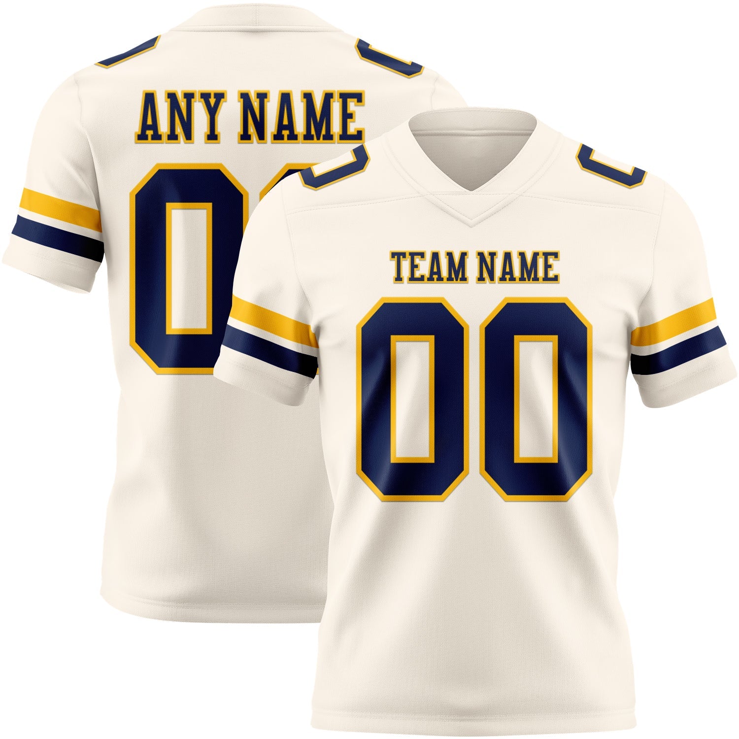 Custom Cream Navy-Gold Authentic Football Jersey - Main View