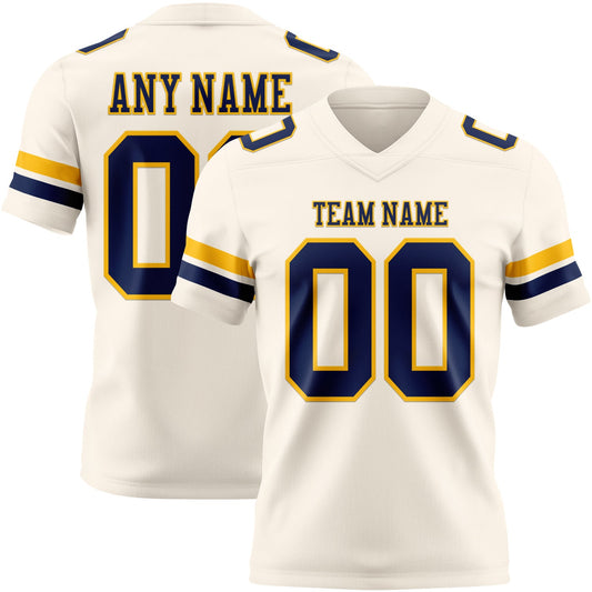 Custom Cream Navy-Gold Authentic Football Jersey - Main View