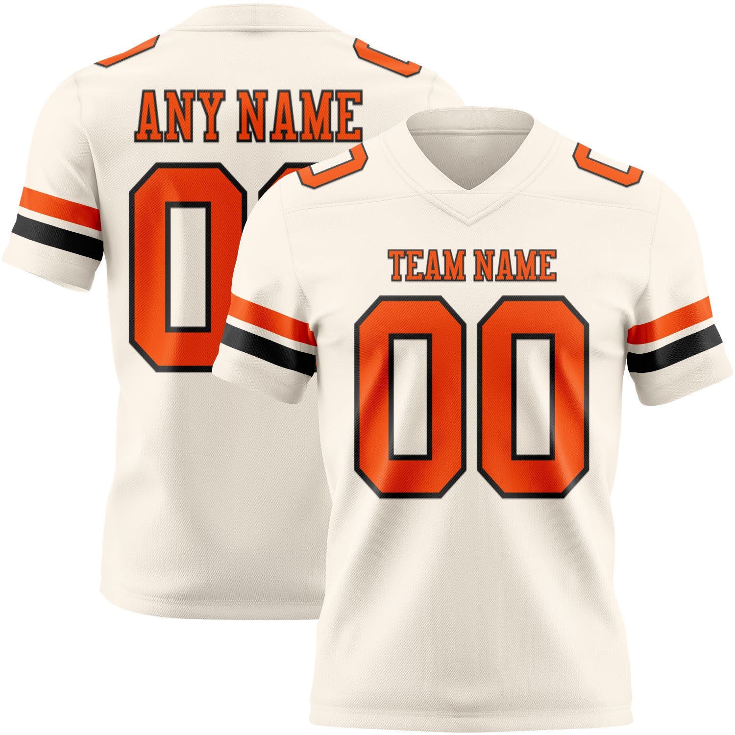 Custom Cream Orange-Black Authentic Football Jersey - Main View