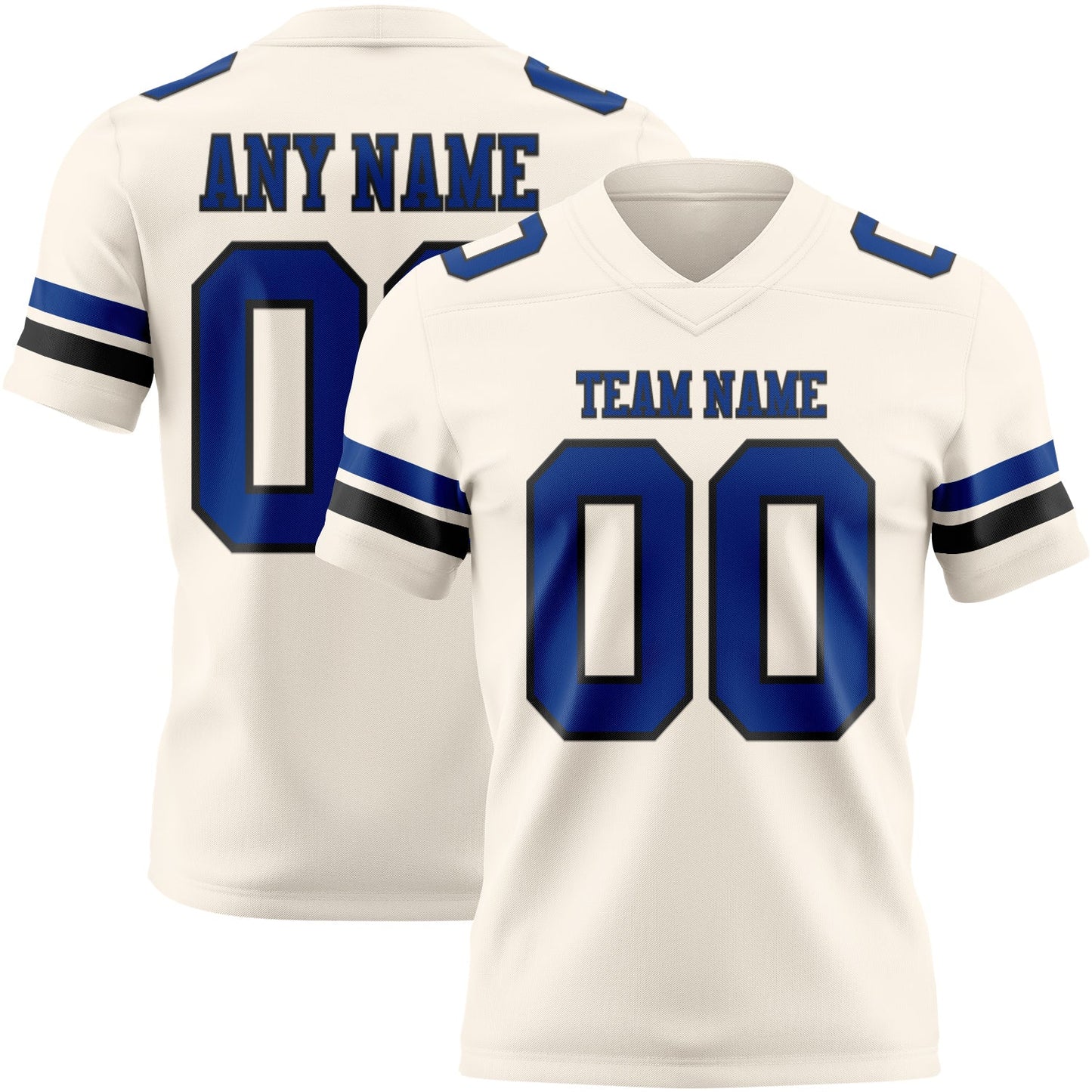Custom Cream Royal-Black Authentic Football Jersey - Main View