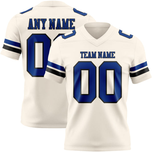 Custom Cream Royal-Black Authentic Football Jersey - Main View