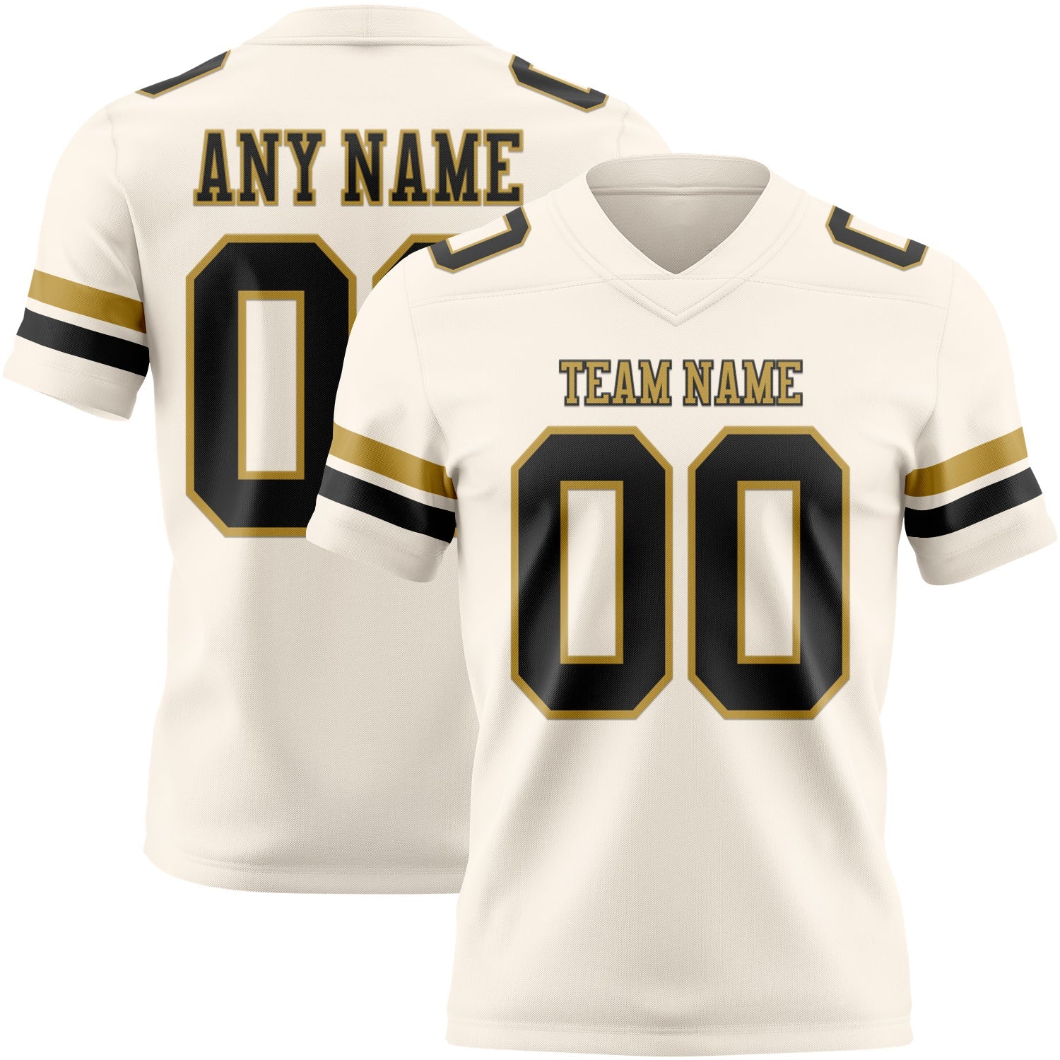 Custom Cream Black-Old Gold Authentic Football Jersey - Main View