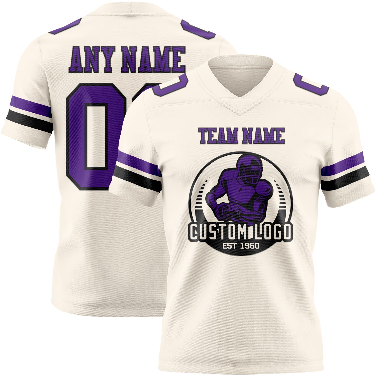 Custom Cream Purple-Black Authentic Football Jersey view 2