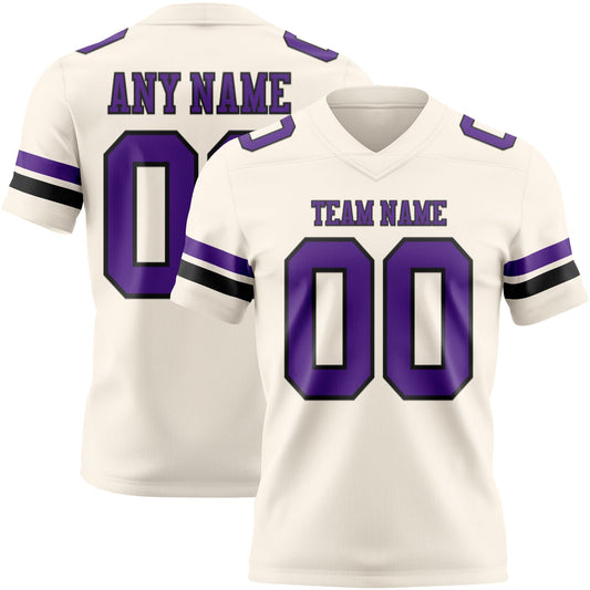 Custom Cream Purple-Black Authentic Football Jersey - Main View