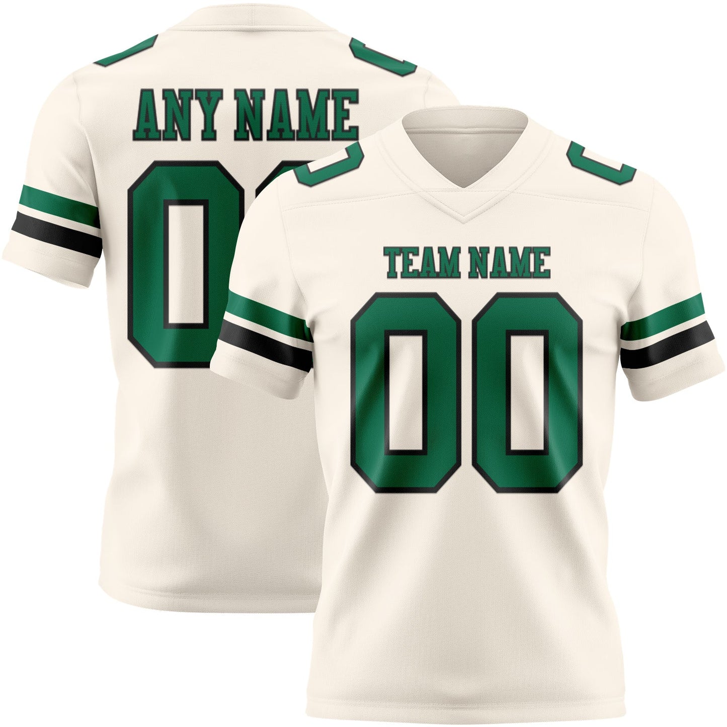 Custom Cream Kelly Green-Black Authentic Football Jersey - Main View