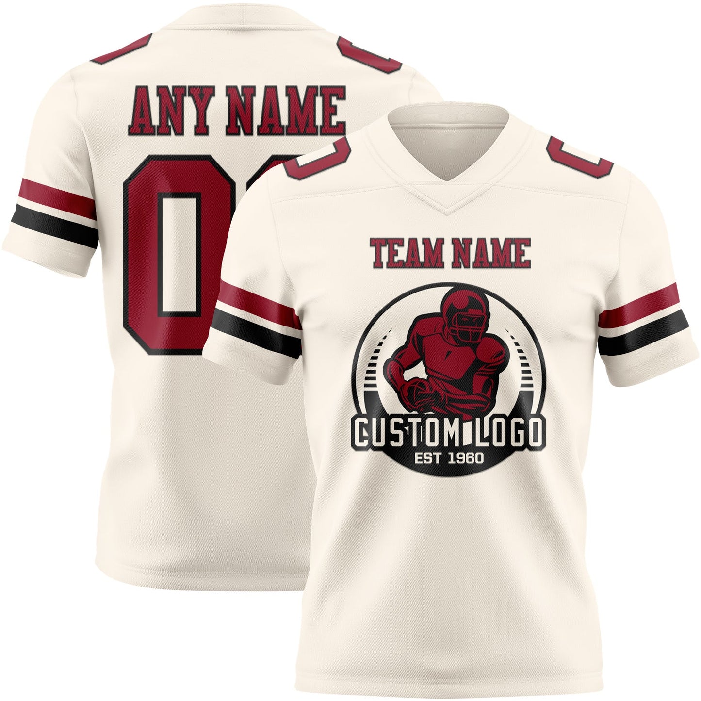 Custom Cream Cardinal-Black Authentic Football Jersey view 2