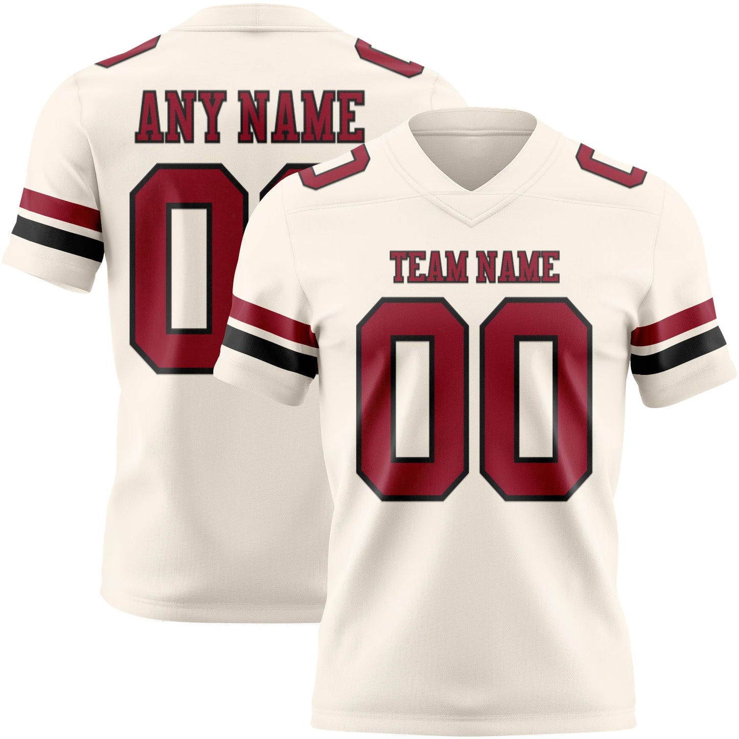 Custom Cream Cardinal-Black Authentic Football Jersey - Main View