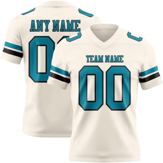 Custom Cream Teal-Black Authentic Football Jersey - Main View