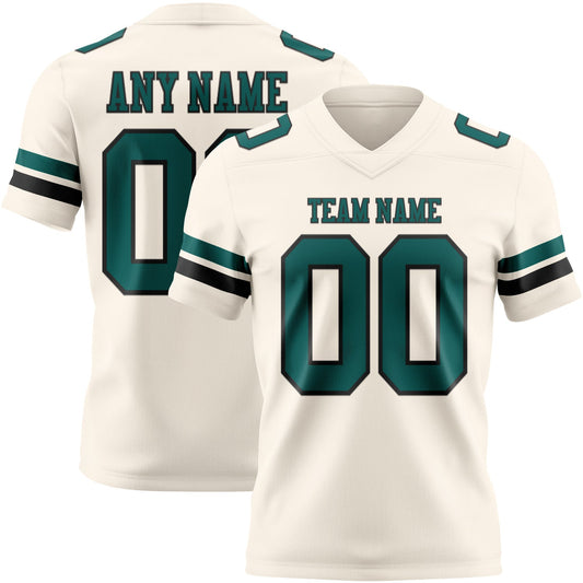 Custom Cream Midnight Green-Black Authentic Football Jersey - Main View