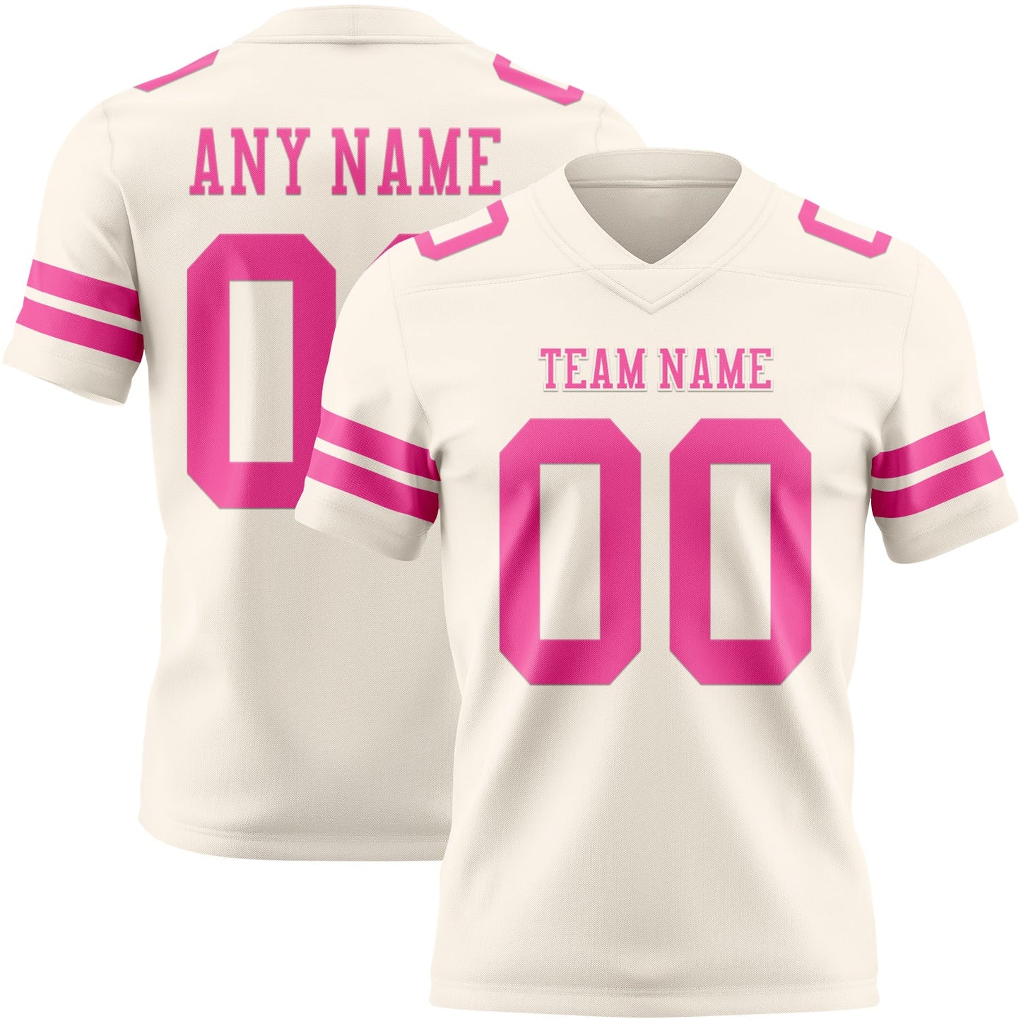 Custom Cream Pink Authentic Football Jersey - Main View