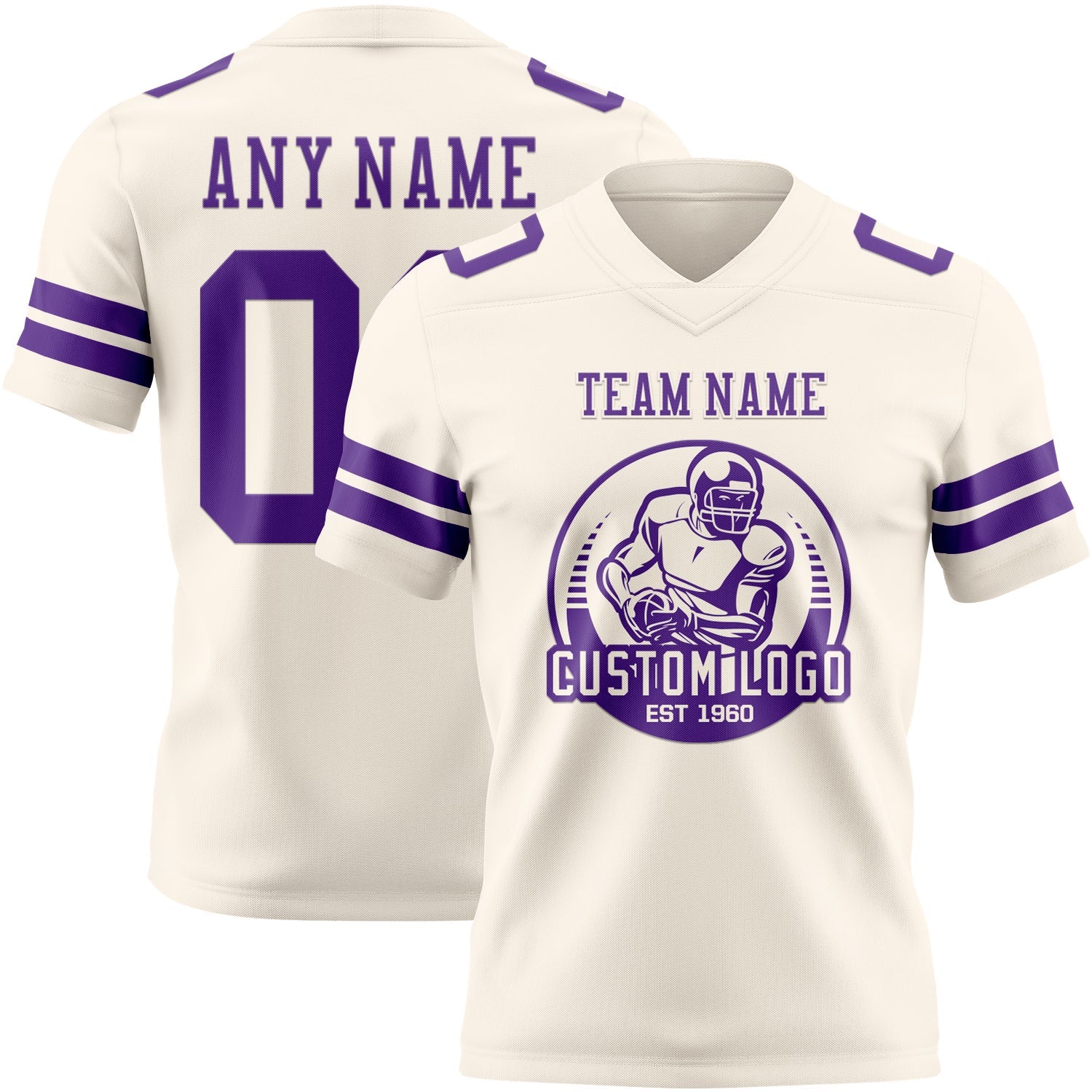 Custom Cream Purple Authentic Football Jersey view 2