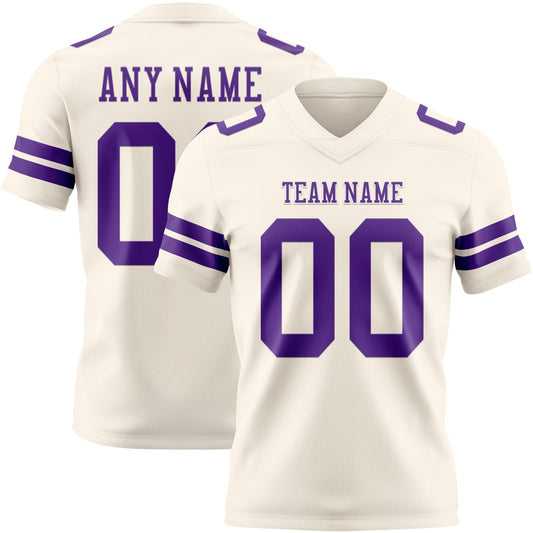 Custom Cream Purple Authentic Football Jersey - Main View