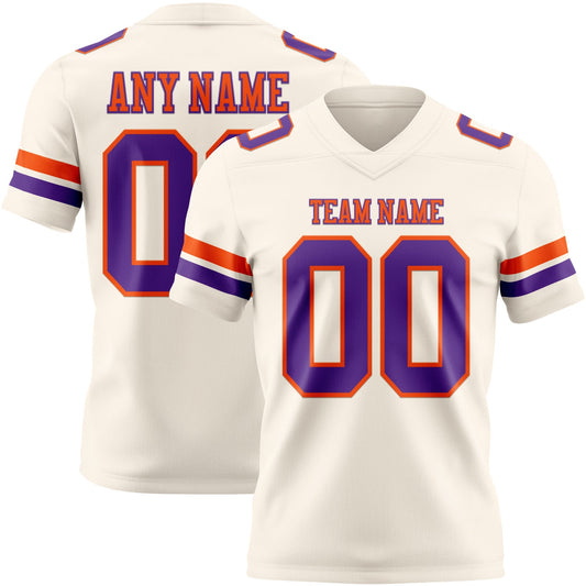 Custom Cream Purple-Orange Authentic Football Jersey - Main View